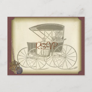Uitnodiging voor trouwfeest met vintage auto en fo briefkaart