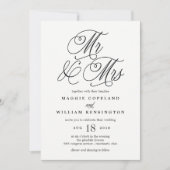 Uitnodiging voor trouwfeest Mr and Mrs Elegant (Voorkant)