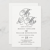 Uitnodiging voor trouwfeest Mr and Mrs Elegant (Voorkant / Achterkant)