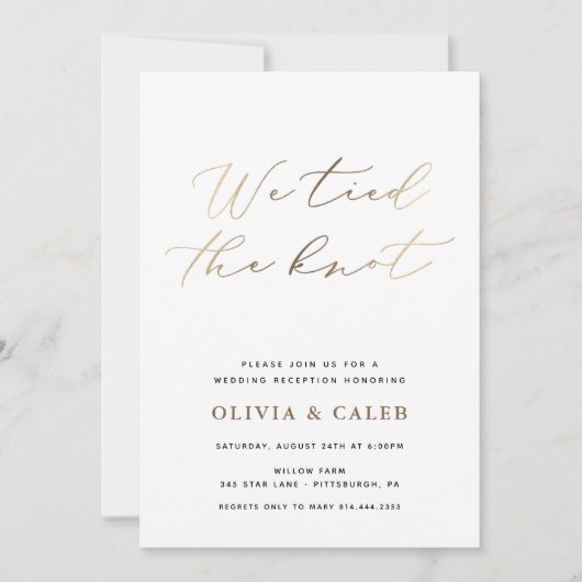 Uitnodiging voor Trouwfeest na Elopement 'We tied (Voorkant)