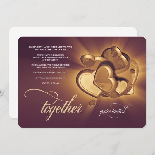 Uitnodiging voor trouwfeest 'Samen' (versie 2) (Voorkant / Achterkant)