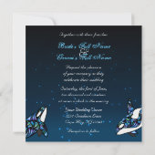 Uitnodiging voor trouwfeest van prachtige orka's (Achterkant)