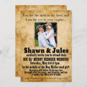Uitnodiging voor trouwfeest van redneck-koppel (Voorkant / Achterkant)