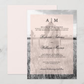 Uitnodiging voor trouwfoto's met Blush Pink Overla (Voorkant / Achterkant)