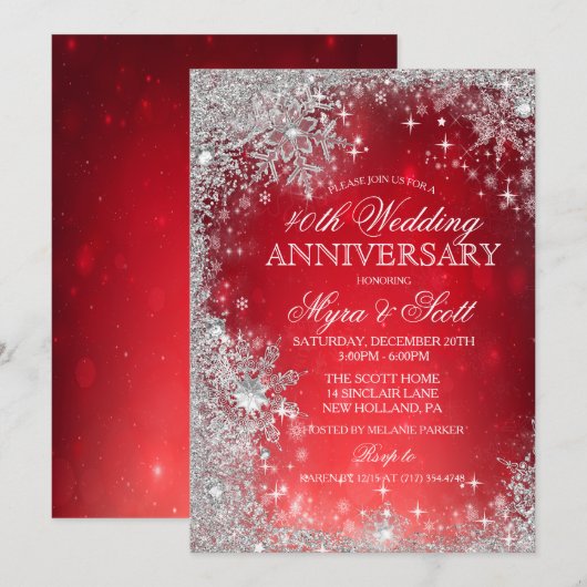 Uitnodiging voor trouwjubileum in de winter (Voorkant / Achterkant)