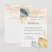 Uitnodiging voor trouwreceptie met palmbladeren op (Voorkant / Achterkant)