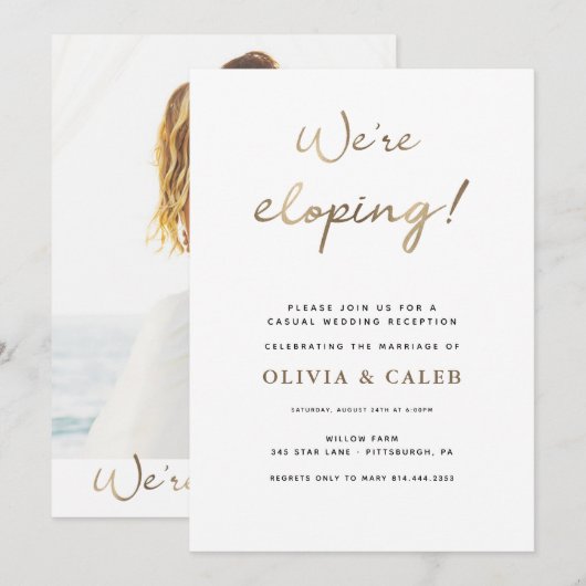 Uitnodiging voor trouwreceptie met 'we gaan ervand (Voorkant / Achterkant)