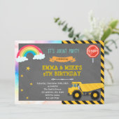 Uitnodiging voor truck- en regenboogfeest (Staand voorkant)