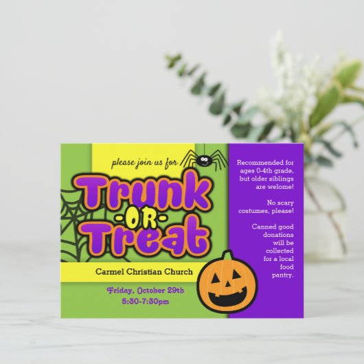 Uitnodiging voor Trunk or Treat (Staand voorkant)