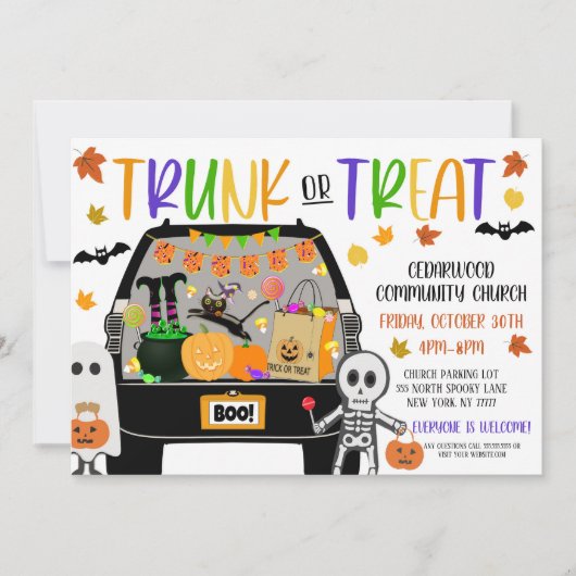 Uitnodiging voor Trunk or Treat (Voorkant)