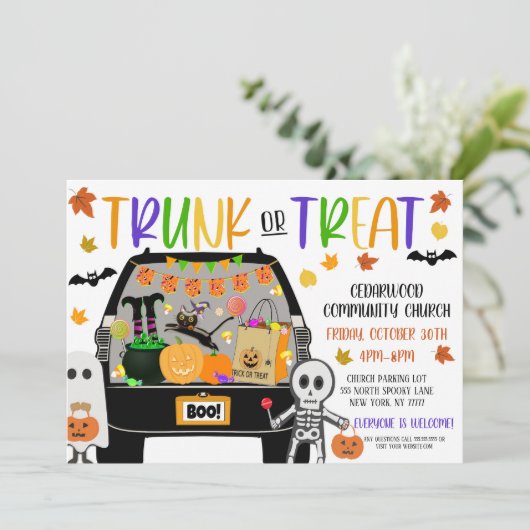 Uitnodiging voor Trunk or Treat (Staand voorkant)