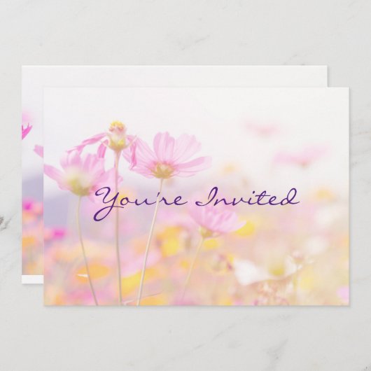 Uitnodiging voor tuinfeest verjaardag bloem (Voorkant / Achterkant)