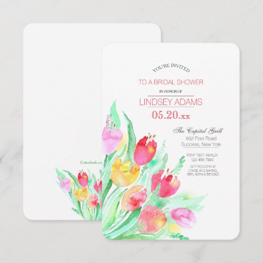 Uitnodiging voor tulpenboeket (Voorkant / Achterkant)