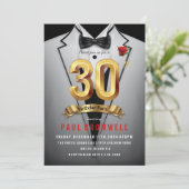 Uitnodiging voor tuxedo verjaardagsfeest 30 jaar (Staand voorkant)