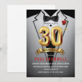 Uitnodiging voor tuxedo verjaardagsfeest 30 jaar (Voorkant / Achterkant)