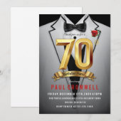 Uitnodiging voor tuxedo verjaardagsfeest 70 jaar (Voorkant / Achterkant)