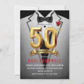 Uitnodiging voor tuxedo verjaardagsfeestje 50 jaar (Voorkant)