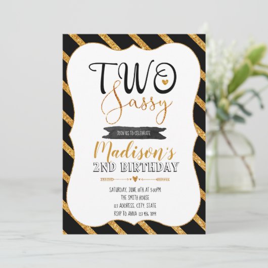 Uitnodiging voor twee sassy feestje (Staand voorkant)