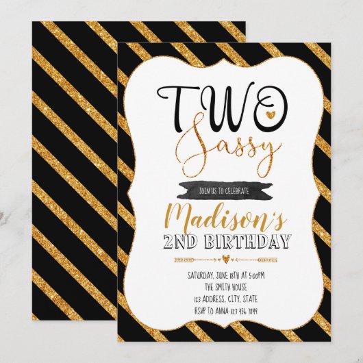 Uitnodiging voor twee sassy feestje (Voorkant / Achterkant)