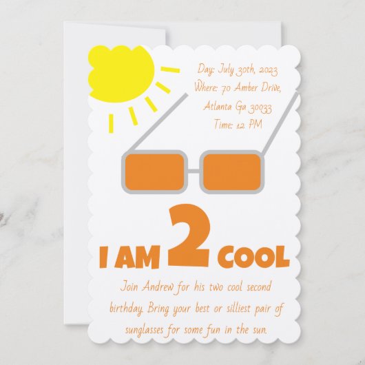 Uitnodiging voor tweede verjaardag (Voorkant)