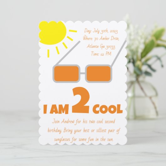 Uitnodiging voor tweede verjaardag (Staand voorkant)