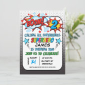 Uitnodiging voor tweede verjaardag van superheld (Staand voorkant)
