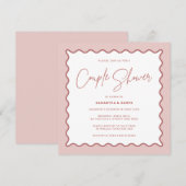 Uitnodiging voor tweetone Wavy Border Couple (Voorkant / Achterkant)