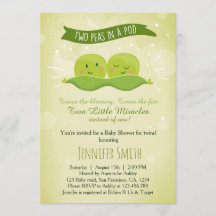 Uitnodiging voor twin baby shower 'Two Peas In A P
