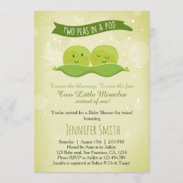 Uitnodiging voor twin baby shower 'Two Peas In A P