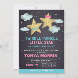 Uitnodiging voor Twin Chalkboard Little Star Baby 