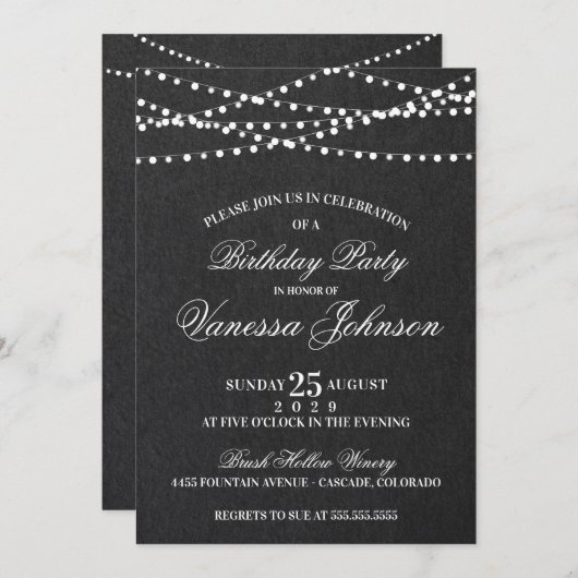 Uitnodiging voor Twinkellicht Feestje (Voorkant / Achterkant)