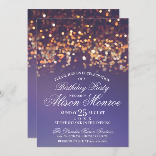 Uitnodiging voor Twinkle Lights Feest (Voorkant / Achterkant)