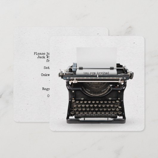 Uitnodiging voor typemachine Retirement Party (Voorkant / Achterkant)