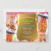 Uitnodiging voor UFO Cat Birthday Party (Voorkant)
