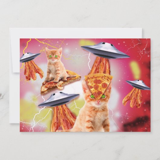 Uitnodiging voor UFO Cat Birthday Party (Achterkant)