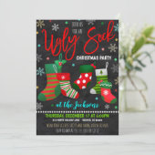 Uitnodiging voor Ugly Sock Kerstparty (Staand voorkant)
