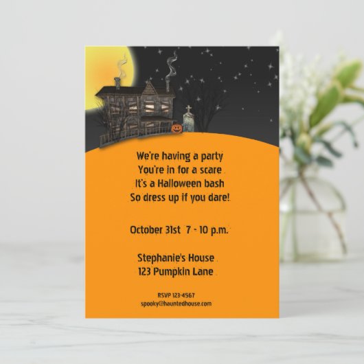 Uitnodiging voor uitnodiging in Haunted House Hall (Staand voorkant)