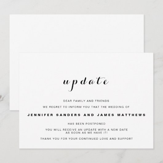 Uitnodiging voor uitstel van de bruiloft (Voorkant / Achterkant)