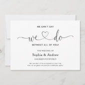 Uitnodiging voor uitstel van de bruiloft: we kunne (Voorkant)