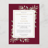 Uitnodiging voor uitvaartplechtigheid in burgundyr (Voorkant)