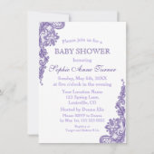Uitnodiging voor Ultra Violet Lace Baby shower (Voorkant)