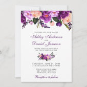 Uitnodiging voor ultraviolet Paars Floral Wedding  (Voorkant)