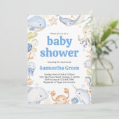 Uitnodiging voor Under the Sea Baby Shower (Staand voorkant)