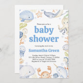 Uitnodiging voor Under the Sea Baby Shower (Voorkant / Achterkant)