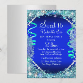 Uitnodiging voor Under The Sea Blue Sweet 16