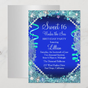 Uitnodiging voor Under The Sea Blue Sweet 16