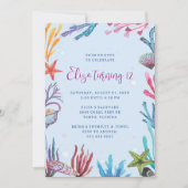 Uitnodiging voor Under the Sea Koraalrif Feest (Voorkant)
