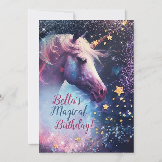 Uitnodiging voor Unicorn Design Party (Voorkant)