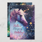 Uitnodiging voor Unicorn Design Party (Voorkant / Achterkant)