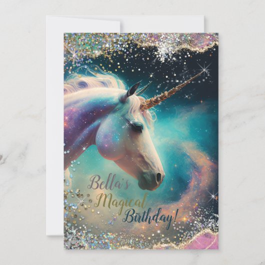 Uitnodiging voor Unicorn Design Party (Voorkant)